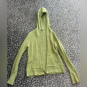 Green ann taylor zip up jacket with hood